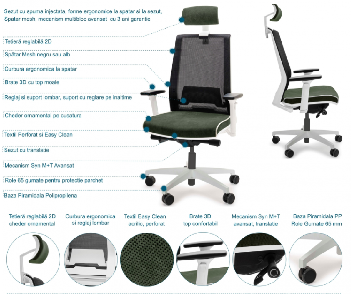 Scaune albe ergonomice, Notus
