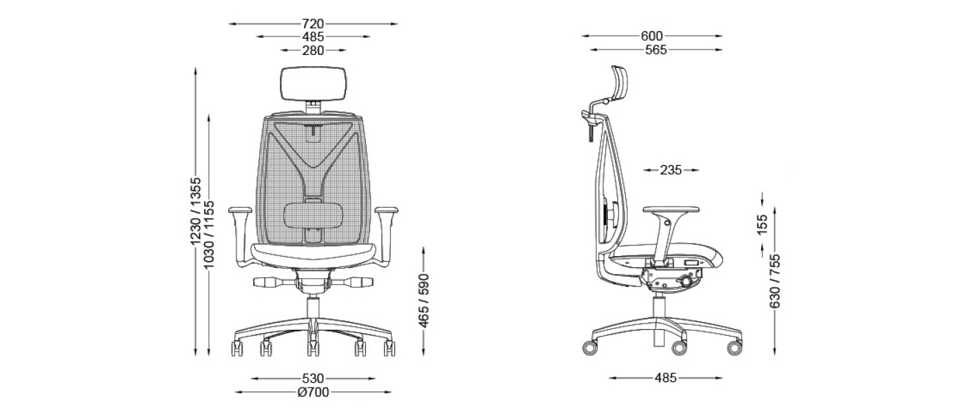 Dimensiuni Scaun Cronos Mesh
